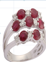 Anneau Femme in Or blanc Rubini+Diamanti EST 4040